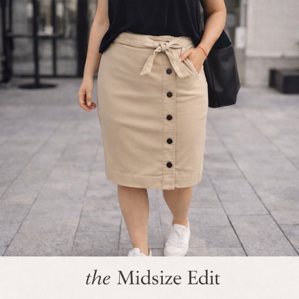 Ann Taylor Petite Khaki Button Front Skirt